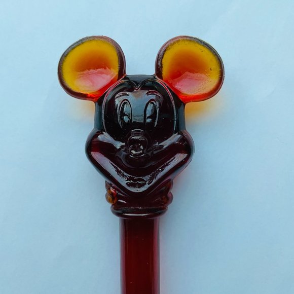 Vintage Disney Amberina Red Glass Mickey Mouse Bottle Stopper 4” Collectible - Picture 8 of 9